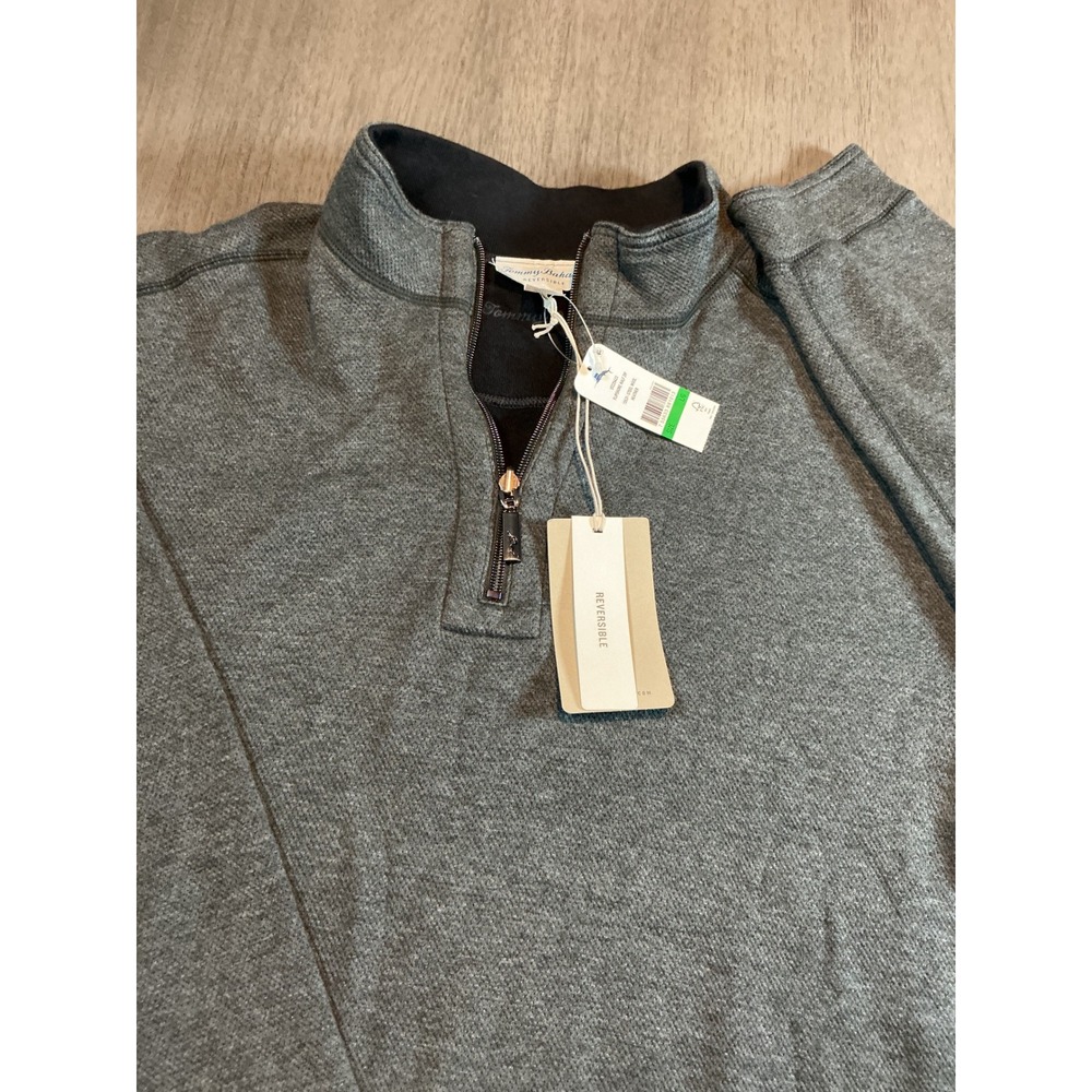 NWT Tommy Bahama Flipview Reversible Half Zip Pullover Sweater Gray Size L